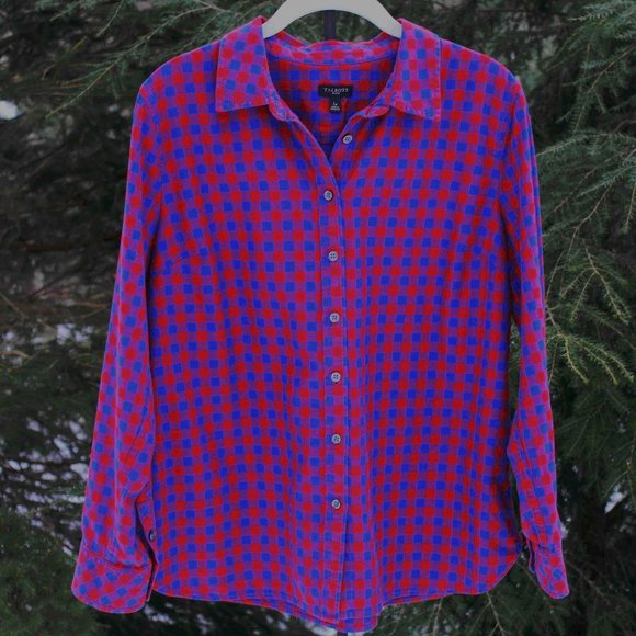 Talbots Tops - Talbots Petites Blue & Red Checkered Buttondown